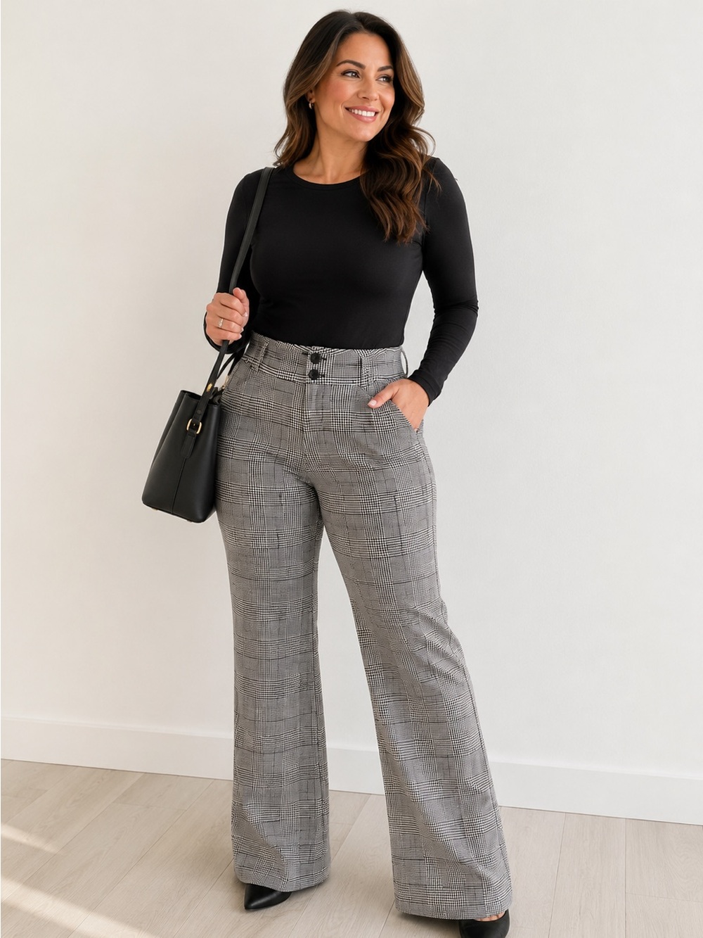 Studio By Torrid 16R Glen Plaid Houndstooth Trouser Flare Stretch Pants Career